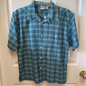 OP vintage plaid short sleeve camp button up shirt
